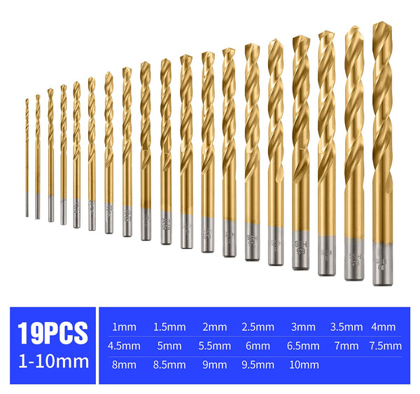 Titanium Drill Bit Set Metal Drill Bits for Hardened Steel Wood Impact  Driver 19 PCS Drill Bits Sets with Case HSS Drill bit Set 135 Degree