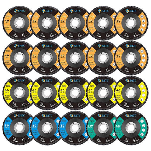 S SATC 20 Pack Flap Discs 40/60/80/120 Grit Grinding Wheel 4.5