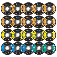 S SATC 20 Pack Flap Discs 40/60/80/120 Grit Grinding Wheel 4.5" x 7/8"