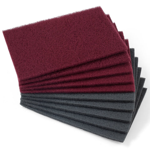S SATC 6" x 9" 10 Pack General Purpose Scuff Pads,5 Each of Maroon and Gray Automotive Scotch Brite Pads Paint Primer Prep Adhesion Scratch Scuff Pads for Woodworking,Automotive Restoration