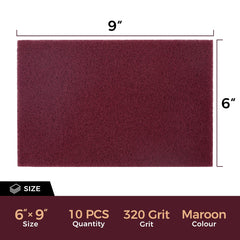 S SATC 6" x 9" Maroon General Purpose Scuff Pads,10 Pack Automotive Scotch Brite Pads for Scuffing,Scouring,Sanding,Paint Primer Prep Adhesion Scratch for Automotive Restoration,Handicrafts