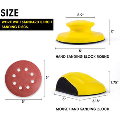 S SATC Sanding Blocks 5 Inch Hook and Loop Sanding Block 2 PCS Round and Mouse Hand Sanding Block for Wood Furniture Restoration Home Arts and Crafts