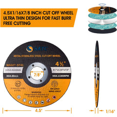 S SATC 25 PCS Cut Off Wheels 4.5 Inch Angle Grinder Cutting Wheel 4 .5 x 1/16 x 7/8 inch Cutting Wheel