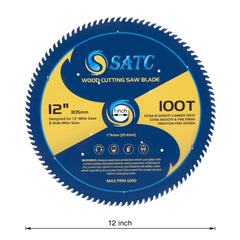 Soft Metal Cutting Saw Blade 12-in Miter Saw Blade 100 Tooth Fine Finishing Saw Blade with 1-in Arbor Circular Saw Blade for Cutting Metals Woods Plastics Steel Ferrous Metals Composites