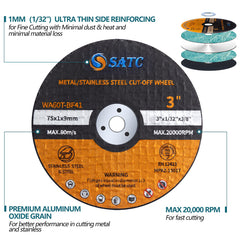 S SATC 25 PCS Cutting Wheel 3 Inch Grinder Wheel 3" x 1/32"x 3/8" Cutting Discs