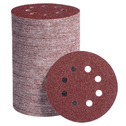 150 PCS Sanding Discs 5-Inch 8-Hole Aluminum Oxide Sandpaper for Woodworking Hook and Loop Adhesive for Random Orbital Sander