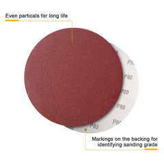 Premium PSA Sanding Discs 8 Inch 60 PCS 80 100 120 180 240 400 Grit Aluminum Oxide Self Stick Adhesive Sanding Discs