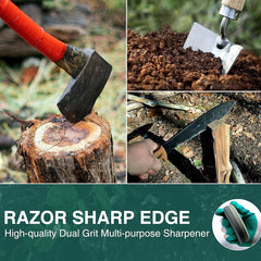Axe Sharpener Dual Grit Axe Sharpening Stone Hatchet Sharpener Whetstone Multi-Purpose Sharpening Puck with Bamboo Box(280 Grit & 120 Grit)
