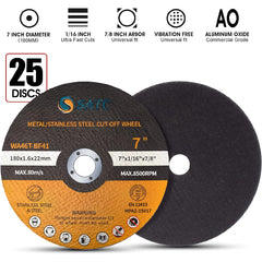 7" Cutting Wheel 25 PCS Metal Cutting Blade 7 x 1/16 x 7/8 inch Cutting Disc Die Grinder Disc
